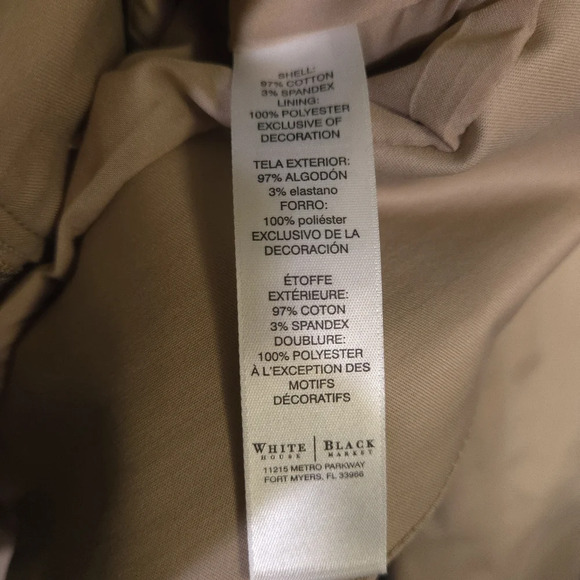 White House Black Market Cropped Jacket Tan‎ Size 10 Full Zip Military Steampunk - Picture 3 of 6